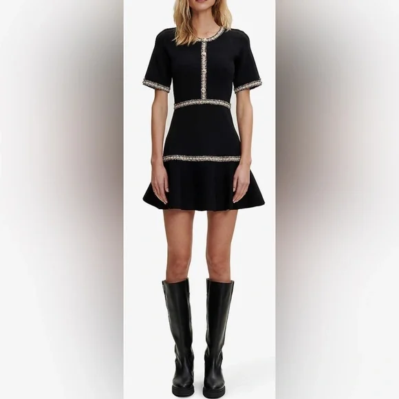 NWOT Maje Rongalon Contrast Trim Knit Dress / 0/XS/34 NWOT Maje Rongalon Contrast Trim Knit Dress / 0/XS/34